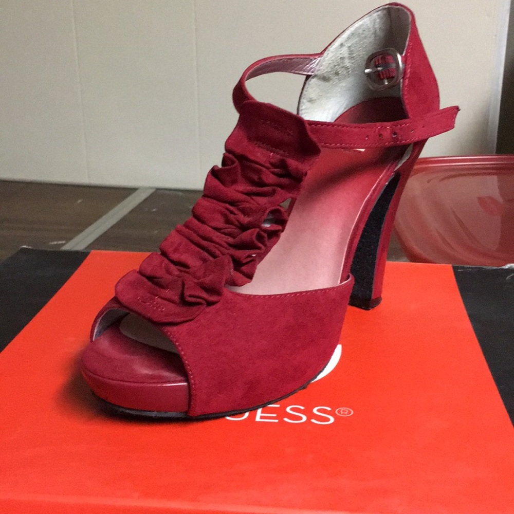 Suede red heels